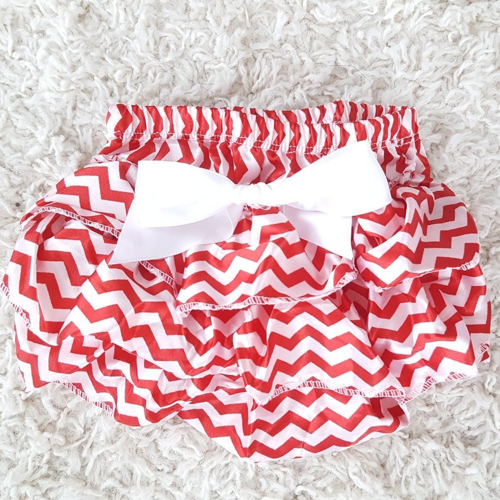 Baby Girl Bloomers Diaper Cover Red and White 0-6M